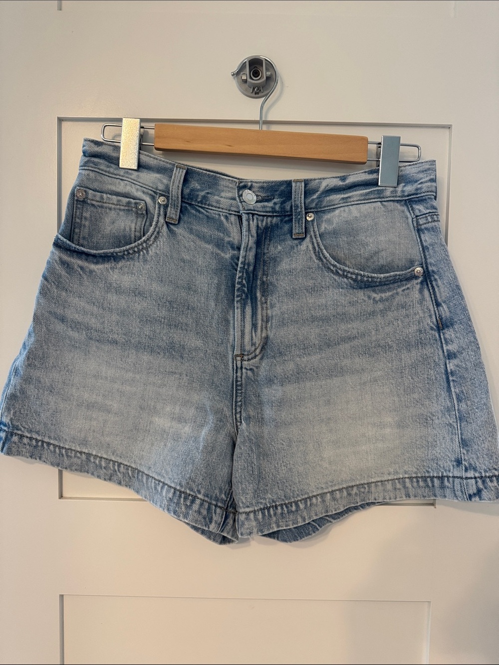 pistola Light Blue High-Rise Denim Shorts